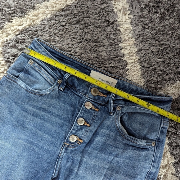 Maurices Distressed Knee Button Fly Denim Straight Leg Jean Size Women's 27 - Picture 4 of 8